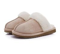 LCKKJHG chaussons homme Pantoufles D'hiver En Peluche For Hommes, Moelleuses Et Douces For, À La Mode For, Chaussures Plates D'intérieur Chaudes Fourrure(Beige,40-41)