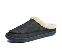 LCKKJHG chaussons homme Pantoufles For Hommes, Chaussures D'hiver Chaudes En Peluche, Semelles Épaisses, Imperméables Cuir, Daim Et Coton For(Bla,49-50)