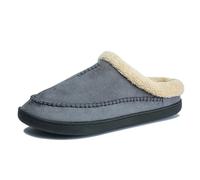 LCKKJHG chaussons homme Pantoufles For Hommes, Chaussures D'hiver Chaudes En Peluche, Semelles Épaisses, Imperméables Cuir, Daim Et Coton For(Dark Grey,43-44)