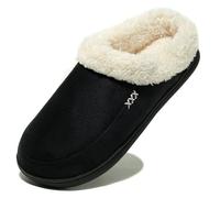 LCKKJHG chaussons homme Pantoufles For Hommes, Chaussures D'hiver Chaudes En Peluche, Semelles Épaisses, Imperméables Cuir, Daim Et Coton For(All Black,41-42)