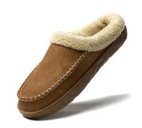 LCKKJHG chaussons homme Pantoufles For Hommes, Chaussures D'hiver Chaudes En Peluche, Semelles Épaisses, Imperméables Cuir, Daim Et Coton For(Brown 61,49-50)