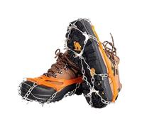 LCKKJHG Crampon Pince à glace en acier 10 dents, for chaussures antidérapantes, randonnée, escalade, Crampons de neige, griffes chaîne, couverture bottes(Orange size 36-45)