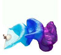 LCKKJHG éVentail De Soie Danse Éventails de Voile Danse du Ventre en Soie véritable, 1 Paire/1 pièce, Bambou Teint à la Main, Long éventail, Vraie pour Le Spectacle(6,1pc Right hand-180cm)