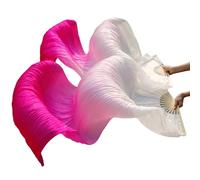 LCKKJHG éVentail De Soie Danse Voiles de Soie véritable, 1 Paire, Fait à la Main, for Femmes, Danse du Ventre, éventail, 180x90 Cm pour Le Spectacle(White,250x90cm Real Silk)