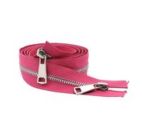 LCKKJHG Fermeture éClair Double Curseur coloré à extrémité Ouverte, 30/40/50/60/70/80cm, 5#, Fermeture éclair en métal argenté, Artisanat de Bricolage for vêtement Poche Tissu(Rose Red,80cm)