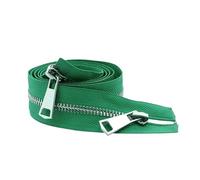 LCKKJHG Fermeture éClair Double Curseur coloré à extrémité Ouverte, 30/40/50/60/70/80cm, 5#, Fermeture éclair en métal argenté, Artisanat de Bricolage for vêtement Poche Tissu(Green,10cm)