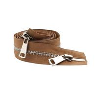LCKKJHG Fermeture éClair Double Curseur coloré à extrémité Ouverte, 30/40/50/60/70/80cm, 5#, Fermeture éclair en métal argenté, Artisanat de Bricolage for vêtement Poche Tissu(Khaki,50cm)