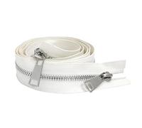 LCKKJHG Fermeture éClair Double Curseur coloré à extrémité Ouverte, 30/40/50/60/70/80cm, 5#, Fermeture éclair en métal argenté, Artisanat de Bricolage for vêtement Poche Tissu(White,40cm)