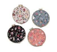 LCKKJHG Mini Miroir de Maquillage 4pc Mini Makeup Compact Pocket Floral Mirror Portable Two-Side Folding Make Up Women Vintage Cosmetic Mirrors pour Les Voyages(Round)
