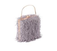 LCKKJHG pochette à plumes Sacs à main de soirée en forme boîte plumes for femmes, pochette nuit mariage dames, sac peluche pompon, sacs(Grey)