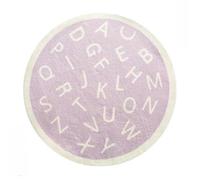 LCKKJHG Tapis Rond Tapis Moelleux for Salon, Tapis de Jeu, Chambre Doux et à Motifs Dessins animés pour la Chambre(1pc-Purple Alphabet,140x140cm)