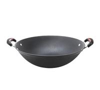 LCKKJHG wok en fonte Grande poêle à frire fond rond non revêtue et antiadhésive double oreille, casserole, ustensiles de cuisine(Flat bottom 34 cm)