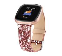 Lcklill Compatible avec Fitbit Versa 3/Fitbit Versa 4/Fitbit Sense/Sense 2, bracelet en cuir pailleté pour femme pour montre intelligente Fitbit Sense 2/Sense/Versa 4/Versa 3 (rose rose)