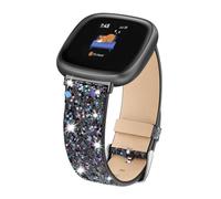 Lcklill Compatible avec Fitbit Versa 3/Fitbit Versa 4/Fitbit Sense/Sense 2, bracelet en cuir pailleté pour femme pour montre intelligente Fitbit Sense 2/Sense/Versa 4/Versa 3 (noir)