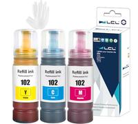 LCL 102 Encre Compatible avec Epson 102 Bouteille d'encre Multipack Compatible pour Epson EcoTank ET-2700 ET-2750 ET-2751 ET-2756 ET-2850 ET-2856 ET-3700 ET-3750 ET-4750 ET-4850 ET-4856 (3-Pack,C M Y)