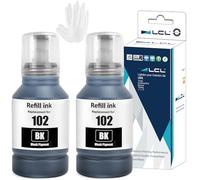 LCL 102 Encre Compatible avec Epson 102 Noir Bouteille d'encre Compatible pour Epson EcoTank ET-2700 ET-2750 ET-2751 ET-2756 ET-2850 ET-2856 ET-3700 ET-3750 ET-4750 ET-4850 ET-4856 ET-15000(2-Pack)