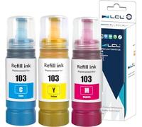LCL 103 Encre Compatible avec Epson 103 Bouteille d'encre Multipack 3-Pack | Compatible pour Epson EcoTank L1110 L1210 L1250 L3100 L3101 L3110 L3111 L3116 L3150 L3151 L3156 L3160 L3210 L3211 (CMY)