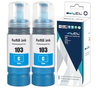 LCL 103 Encre Compatible avec Epson 103 Cyan Bouteille d'encre 2-Pack | Compatible pour Epson EcoTank L1110 L1210 L1250 L3100 L3101 L3110 L3111 L3150 L3151 L3156 L3160 L3210 L3211 L3250 L3251