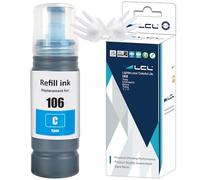 LCL 106 Haute capacité Encre Compatible pour Epson EcoTank 106 Cyan Bouteille d'encre Compatible pour Epson EcoTank L7160 L7180 ET-7700 ET-7750 imprimantes (1-Pack)