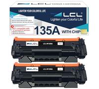 LCL 135A Noir avec Puce Cartouche de Toner Compatible pour HP 135A W1350A 135X W1350X Compatible pour HP LaserJet M207dw M209 M209dw MFP M234 M234dw M234sdn M234dw M235sdw (2-Pack)