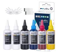 LCL 600ML Recharge d'encre DTF Premium Compatible pour Epson Impression de Film de Transfert Thermique Compatible pour Epson L800L1800 L805 R1390 4720 I3200 XP600 DX7 DX5 5113 (100ml x 6, CMYK 2WH)