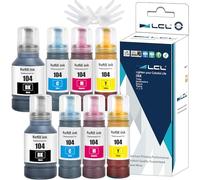L outeille d'encre Remplacement pour 104 Haute capacité Multipack Compatible pour Epson EcoTank ET-1810 ET-2710 ET-2711 ET-2712 ET-2714 ET-2715 ET-2720 ET-2721 ET-2726 (8PK,2K2C2M2Y)