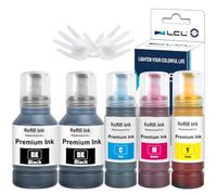 L outeille d'encre Remplacement pour 104 Multipack Compatible pour Epson ET-1810 ET-2726 ET-2810 ET-2811 ET-2812 ET-2814 ET-2815 ET-2820 ET-2821 ET-2825 ET-2826 ET-4700 ET-4800 (5-Pack,2BK C M Y)