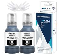 L outeille d'encre Remplacement pour 104 Noir 140ML*2 Compatible pour Epson EcoTank ET-1810 ET-2710 ET-2711 ET-2712 ET-2714 ET-2715 ET-2720 ET-2721 ET-2726 ET-2810 ET-2811(2-Pack)
