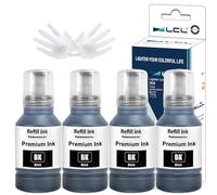 L outeille d'encre Remplacement pour 104 Noir Haute capacité Compatible pour Epson EcoTank ET-1810 ET-2710 ET-2711 ET-2712 ET-2714 ET-2715 ET-2720 ET-2721 ET-2726 ET-2810 (4-Pack)