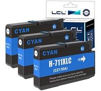 LCL Cartouche d'encre Compatible 711XL 711 XL CZ130A (3 Cyan) Remplacement pour HP Designjet T120 24/T120 610/T520 24/T520 36/T520 610 T520 914 /T125 24 T530 T130 T525