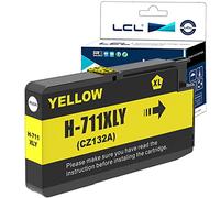 LCL Cartouche d'encre Compatible 711XL 711 XL CZ132A (1 Jaune) Remplacement pour HP Designjet T120 24/T120 610/T520 24/T520 36/T520 610 T520 914 /T125 24 T530 T130 T525