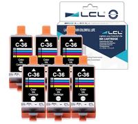 L LI-36 Cartouche d'encre Compatible pour Canon CLI-36 CLI36 1511B002 (6 Couleur) Remplacement pour Canon PIXMA IP100B IP100 IP100V IP110 IP110+,PIXMA mini260 mini320, TR150