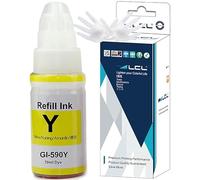 LCL GI490 GI590 Encre Compatible pour Canon 590 GI-590 GI-490 Jaune Bouteille d'encre Compatible avec Canon PIXMA G1000 G1400 G1500 G2000 G2400 G2500 G3000 G3400 G3500 G4500 (1-Pack)
