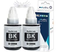LCL GI490 GI590 Encre Compatible pour Canon 590 GI-590 GI-490 Noir Bouteille d'encre Compatible avec Canon PIXMA G1000 G1400 G1500 G2000 G2400 G2500 G3000 G3400 G3500 G4500 (2-Pack)