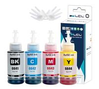 LCL Imprimante Bouteille d'encre Compatible 664 T6641 T6642 T6643 T6644 Remplacement pour Epson ET-2500 ET-2550 ET-2600 ET-2650 ET-3600ET-4500 ET-4550 ET-14000 (1Noir 1Cyan 1Magenta 1Jaune)