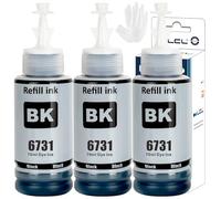 LCL Imprimante Bouteille d'encre Compatible T6731 C13T67314A Remplacement pour Epson L800 L805 L810 L850 L1800 (3-Pack Noir)