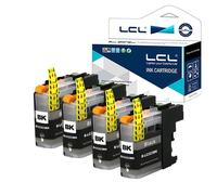 LCL LC221 LC223 LC221BK LC223BK (4-Pack Noir) Cartouche d'encre Compatible pour Brother MFC-J4420DW J4620DW J4625DW J5320DW J5620DW J5625DW J5720DW J480DW J680DW J880DW DCP-J4120DW J562DW