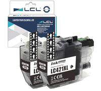LCL LC421 XL Noir Cartouche d'encre Compatible avec Brother LC421 LC421XL LC421BK Compatible pour Brother DCP-J1050DW MFC-J1010DW DCP-J1140DW (Pack de 2)