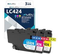 LCL LC424 Cartouche d'encre Compatible pour Brother LC424 LC-424 LC-424VAL Pack Compatible pour DCP-J1200W DCP-J1200WE Imprimante (Cyan Magenta Jaune,3-Pack)