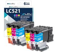 LCL LC521 Cartouche d'encre Compatible pour Brother LC521C LC521M LC521Y | Compatible pour Brother DCP-J1260W DCP-J1310DW DCP-J1313DW DCP-J1360DW DCP-J1460DW DCP-J1260DW (6-Pack,Cyan,Magenta,Jaune)