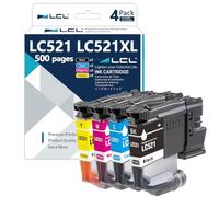 LCL LC521 Cartouche d'encre Compatible pour Brother LC521VAL LC521 4-Pack | Compatible pour Brother DCP-J1260W DCP-J1310DW DCP-J1313DW DCP-J1360DW DCP-J1460DW LC521BK LC521C LC521M LC521Y(KCMY)
