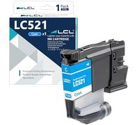 LCL LC521 Cyan Cartouche d'encre Compatible pour Brother LC521 LC-521 LC521C LC-521C Compatible pour Brother DCP-J1260DW DCP-J1310DW DCP-J1313DW DCP-J1360DW DCP-J1460DW (1-Pack)