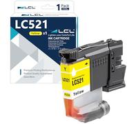 LCL LC521 Jaune Cartouche d'encre Compatible pour Brother LC521 LC-521 LC521Y LC-521Y Compatible pour Brother DCP-J1260DW DCP-J1310DW DCP-J1313DW DCP-J1360DW DCP-J1460DW (1-Pack)