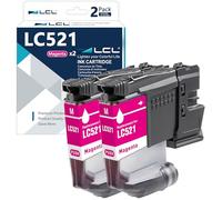 LCL LC521 Magenta Cartouche d'encre Compatible pour Brother LC521 LC-521 LC521M LC-521M Compatible pour Brother DCP-J1260DW DCP-J1310DW DCP-J1313DW DCP-J1360DW DCP-J1460DW (2-Pack)