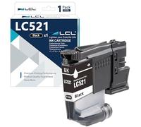 LCL LC521 Noir Cartouche d'encre Compatible pour Brother LC521 LC-521 LC521K LC-521K Compatible pour Brother DCP-J1260DW DCP-J1310DW DCP-J1313DW DCP-J1360DW DCP-J1460DW (1-Pack)