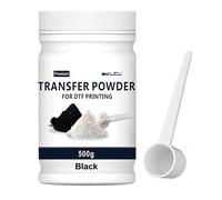 LCL Transfert DTF Noir, Poudre DTF Noir 500g/17.6oz,Transfert Numérique Noir Poudre Adhésive pour vêtements Noirs ou de Couleur foncée, Poudre de Transfert prétraitée DTF pour Tous Les Tissus