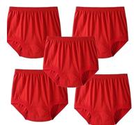 LCLCLLC Lot de 5 culottes taille haute pour femme, culottes douces et extensibles avec couverture complète et tissu en coton respirant, Rouge, 3XL