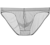 lclvld Slips pour Hommes Slips Taille Basse sous-vetements Sexy Slips Transparents Sexy Slips en Soie glacee sous-vetements Respirants, Taille L, Gris