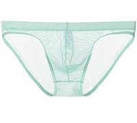 lclvld Slips pour Hommes Slips Taille Basse sous-vetements Sexy Slips Transparents Sexy Slips en Soie glacee sous-vetements Respirants, Taille M, Bleu Clair