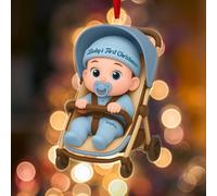 LCMAIT Décoration Personnalisée pour Le Premier Noël de Bébé 2025 Mon Premier Noel Personnalisée avec Prénom et Date Mon Premier Noel Acrylique Idéal pour Familles Nouvelles Mamans Les Garçons Filles